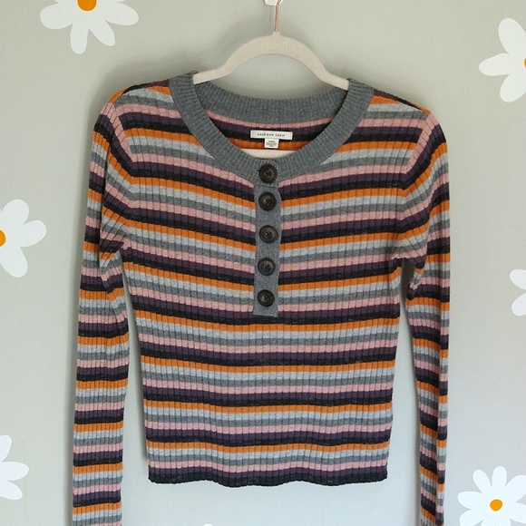 American Eagle Outfitters Tops - American Eagle Multicolored Striped Long-Sleeved Henley